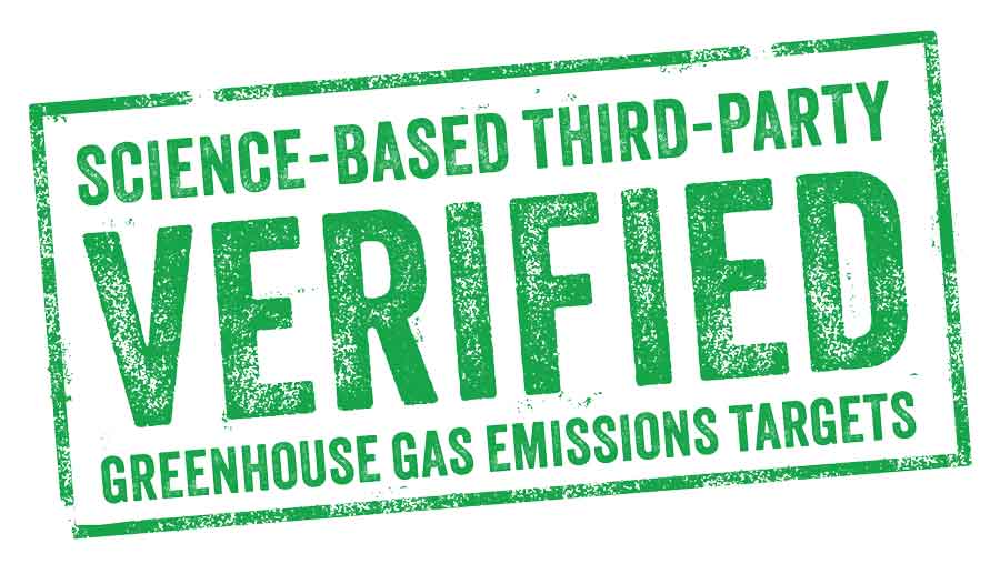 Science-based third-party verified greenhouse gas emmissions