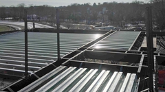 Outdoor construction top down view of Deep-Dek® Composite on steel girders