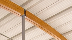 Close-up of Curve-Dek® Acoustical on wood beams